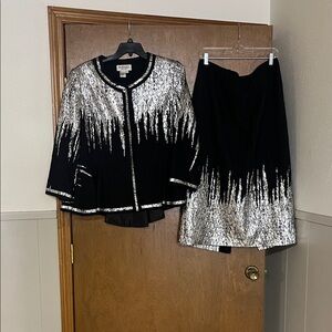 Chic Black and Silver Skirt Set